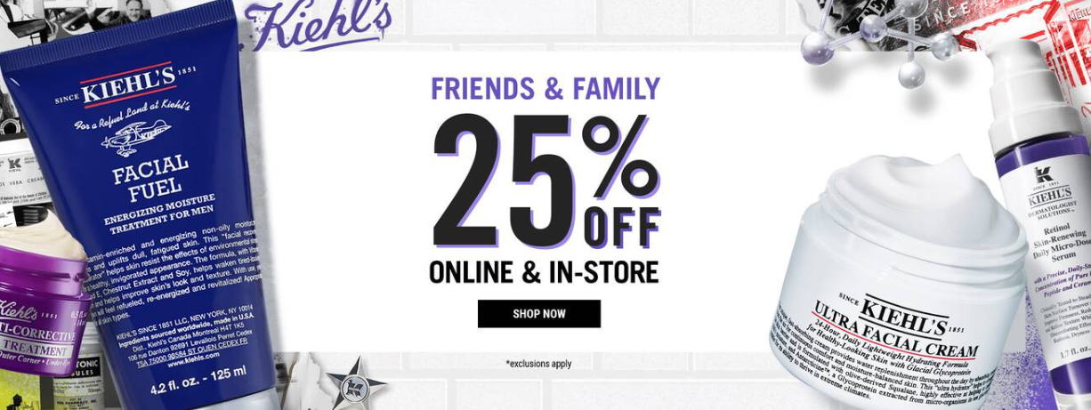 Promotion Code for Kiehls & Coupons March 2023 - Upto 25% Off